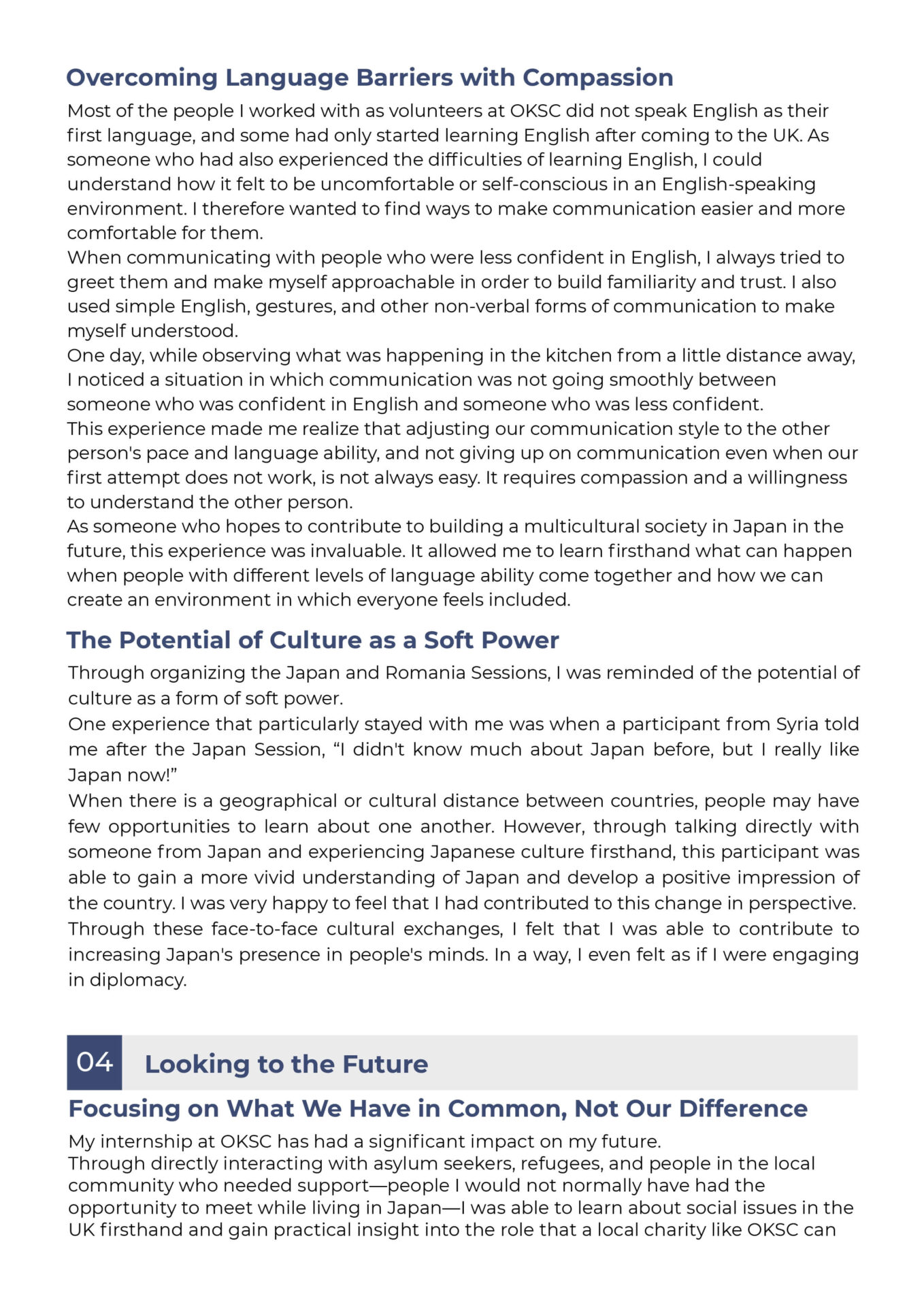Global Internship Report Page 3